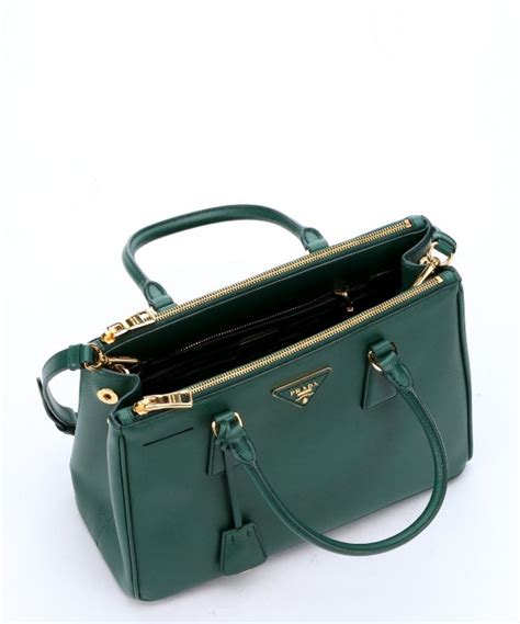 prada tote leather gold tone green|Prada leather tote price.